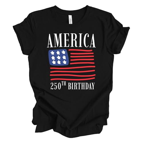 Patriot Pride Women’s Bella Canvas Graphic T-Shirt – America 250th Birthday American Flag Design, Black, 4XL