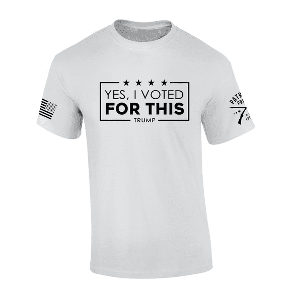 Patriot Pride Yes, I Voted For This: Trump Patriotic American Flag Sleeve T-shirt -White-5xl