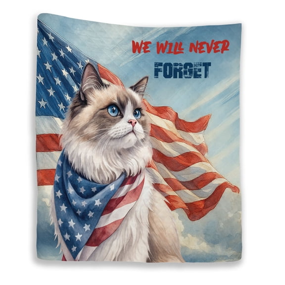 Patriot Ragdoll We Will Never Forget Patriotic Remembrance Day Quilt Blanket Cat Lover Kitten Owner Gifts Idea Cozy Comforter Throw Blanket - 12014