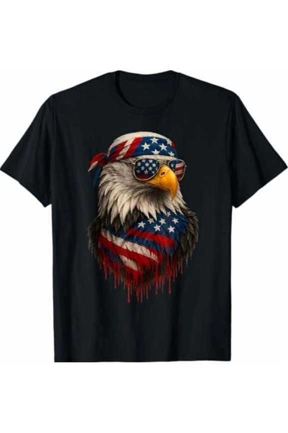 Patriot Red White Blue JoyEagle July Fourth Bald Eagle Graphic Unisex T-Shirt up to size 5XL
