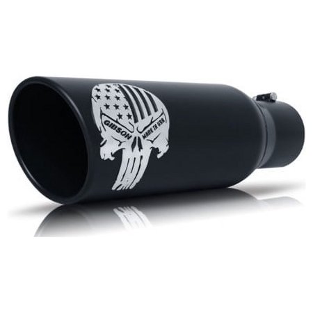 Patriot Skull Rolled Edge Angle Exhaust Tip, Black Ceramic