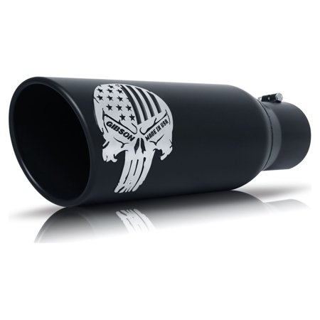 Patriot Skull Rolled Edge Angle Exhaust Tip, Black Ceramic