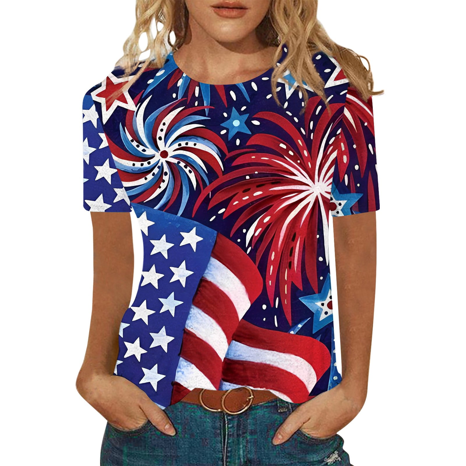 Patriot Special! HIMIWAY Shirt for Women Patriot Print Fashion Womens