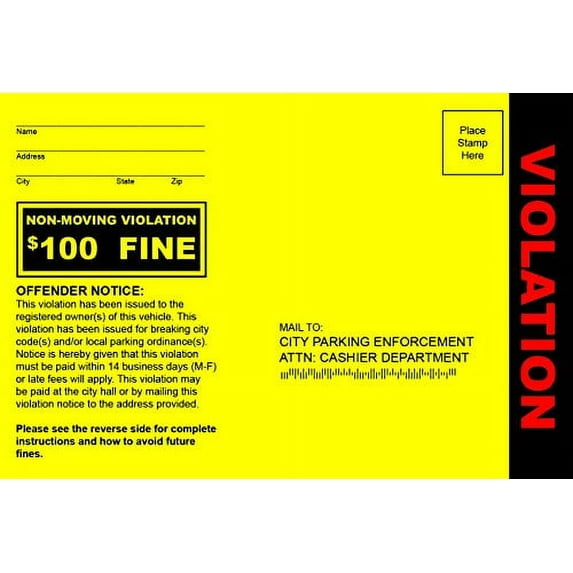 Patriot Web Design Fake Parking Tickets - Pack of 10