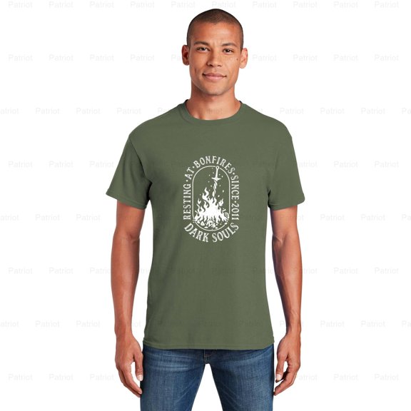 Patriot103 Resting At Bonfires Gaming Tee, Finding Solace in a Dark Fantasy World, SW, Hoodie, for Unisex, up to size 5XL.