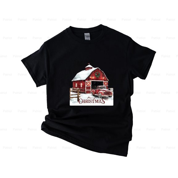 Patriot87 Red Barn and Vintage Truck, Christmas #1, Funny Holiday T-Shirt, SW, Hoodie, for Unisex, up to size 5XL.