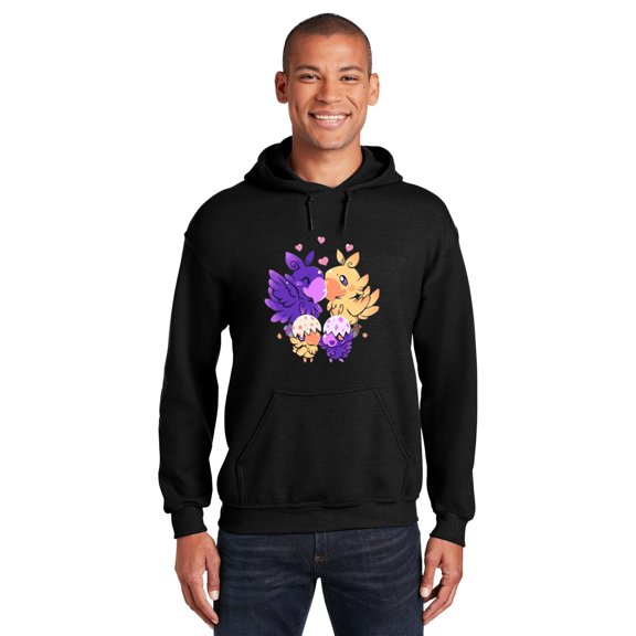 Patriot99 Loving Choco Family Gaming Tee, Adorable Chocobos Expressing Their Love, SW, Hoodie, for Unisex, up to size 5XL.