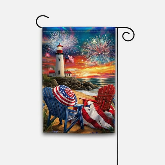 Patriotic 12x18 Inch Polyester Independence Day Outdoor Flag | Durable, No Power Needed, USA Fireworks Design with American Flag & Fireworks | Ideal for July 4th Celebrations & Seasonal Decor