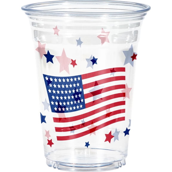 Patriotic 16 oz Plastic Cups 8 Per Pack