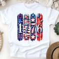 thumbnail image 1 of Patriotic 1776 Fireworks T-Shirt for Women, Red White Blue Independence Day Graphic Tee, White, Size S, 1 of 6