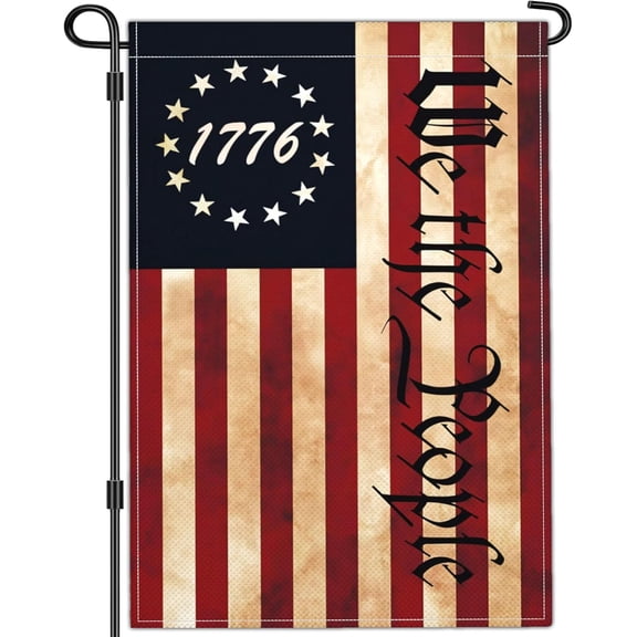 Patriotic 1776 Garden Flag Vintage Betsy Ross American Flag Memorial Day 4th of July Yard Decor Double Sided 12 x 18 Inch Outdoor House Decoration