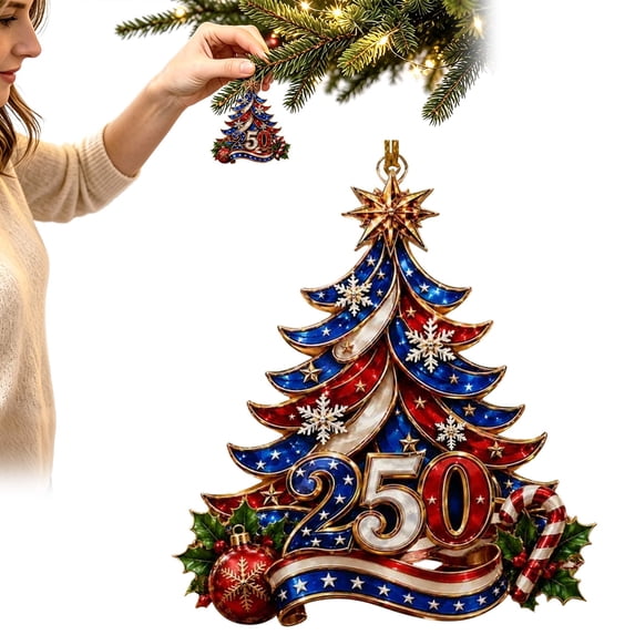 Patriotic 2026 Commemorative Hanging Christmas Ornament,1776 2026 Anniversary Keepsake,Xmas Tree Decorative Ornament for Indoor Outdoor Home Mantle Wall Holiday Family Party Gift Decor
