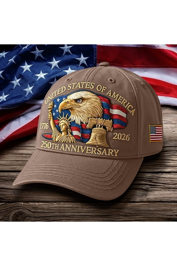 Patriotic 250 Anniversary USA Hat, 250th Anniversary of USA Commemorative Hat Decoration, with Bald Eagle Embroidery Pattern, Unisex Hat Gift for Friends, Patriots, Families