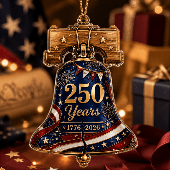 Patriotic 250 Years Acrylic Ornament Christmas Tree Hanging Keepsake for American Heritage Gift