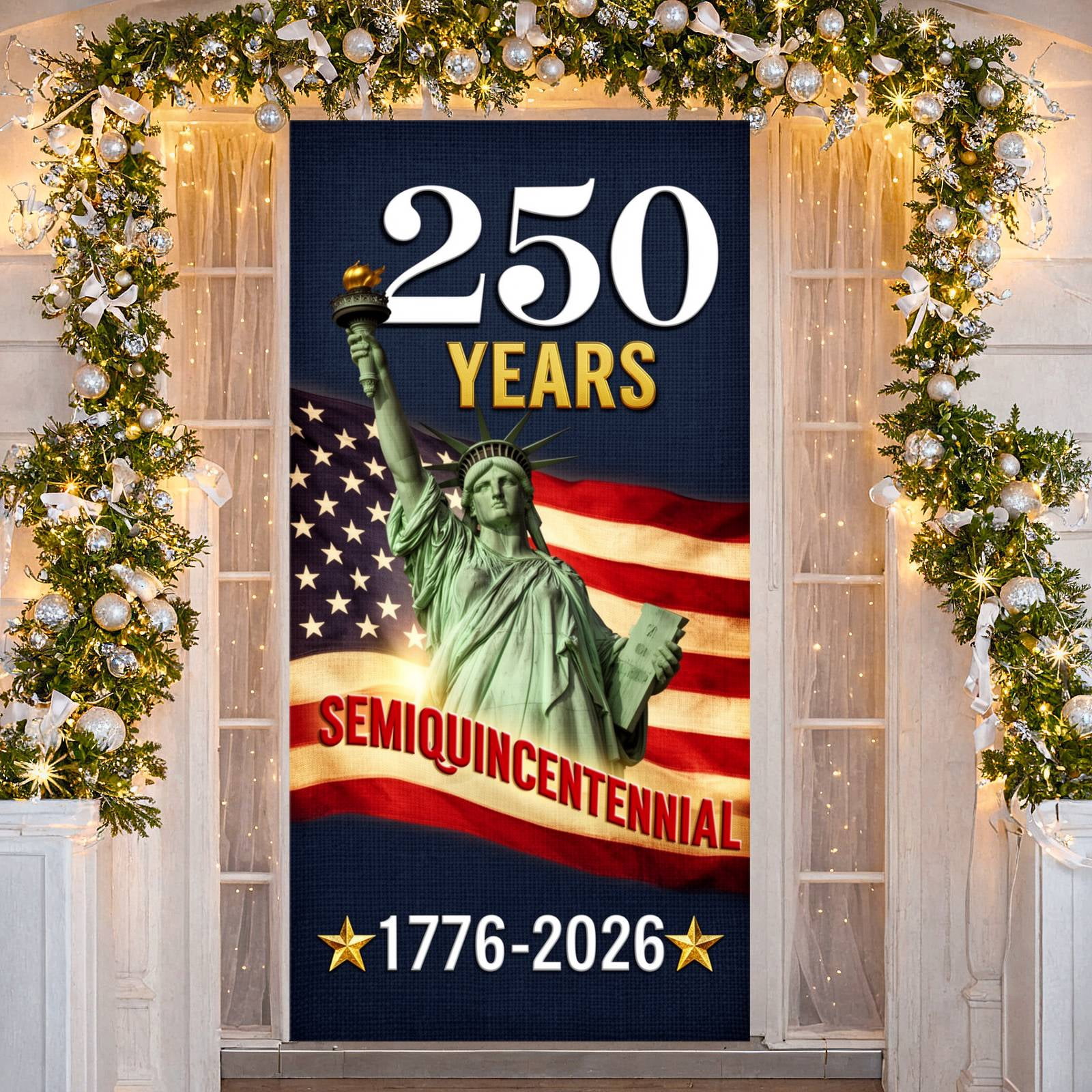 Patriotic 250 Years Anniversary Banner USA Flag Pattern American ...