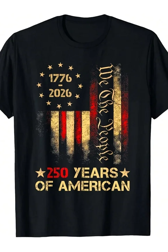 Patriotic 250 Years of American Independence 1776-2026 We The People Men's Graphic T-Shirt