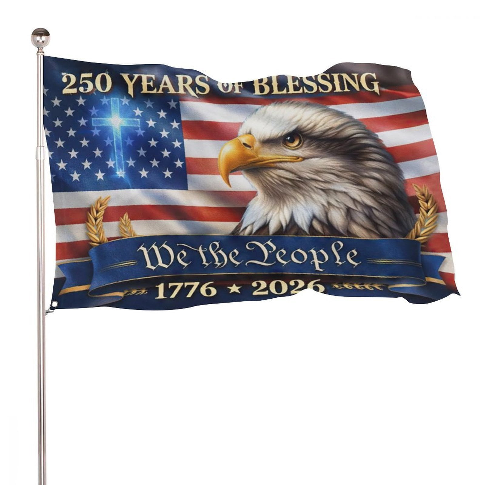Patriotic 250 Years of Blessing We Thepeople Flag 4x6 ft Double-Sided 1776–2026, American History Banner, USA Semiquincentennial 4th of July Flag