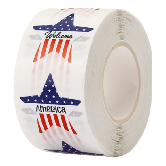Patriotic 250Th Stickers Roll, Round American Flag Waterproof Decals, Strong Adhesive Labels, for Water Bottles Laptops 4Th Of July Party Decorations D
