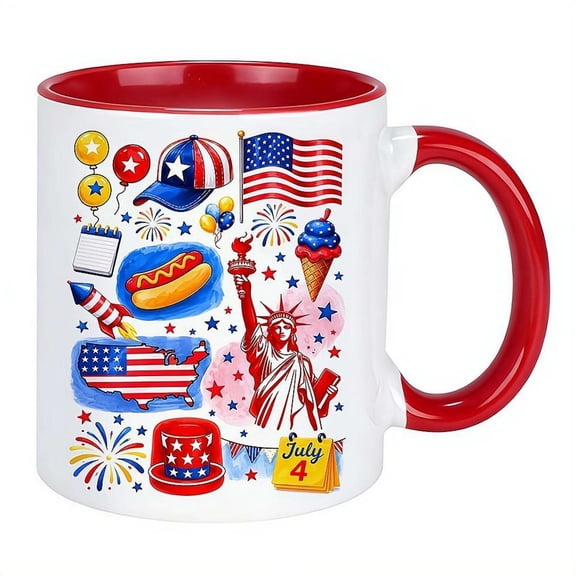 Patriotic 250th Anniversary of America Coffee Mug, 4th of July Memorial Day Festival Commemorative Cup, Stars and Stripes Flag Theme Novelty Teacup Gifts for Veteran Men Women