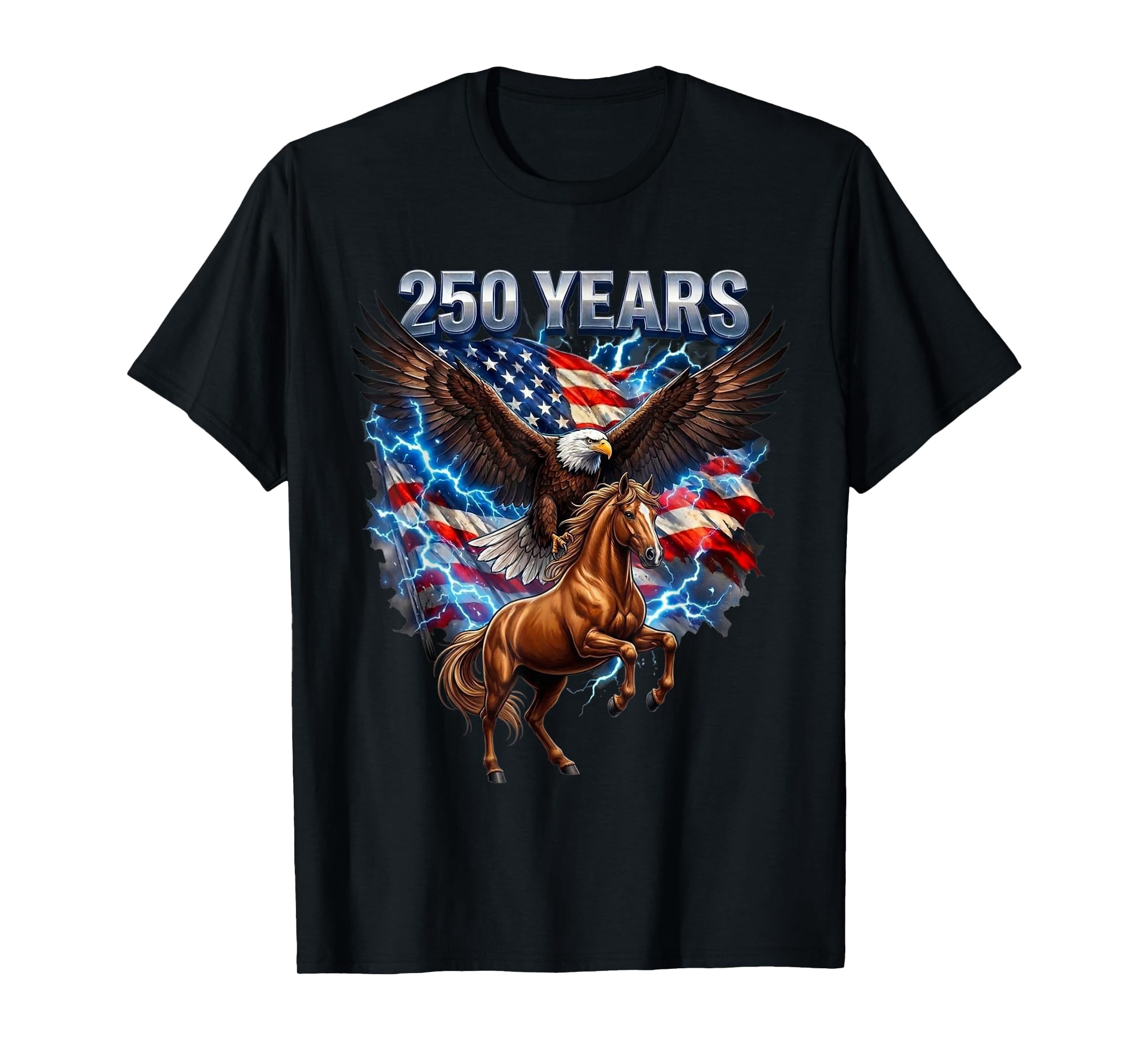 Patriotic 250th Anniversary Bald Eagle & Clydesdale Horse T-Shirt for ...