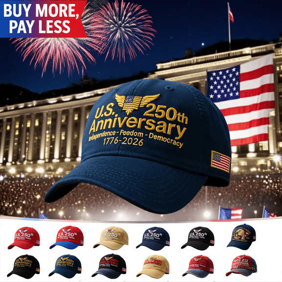 Patriotic 250th Anniversary Hat Adjustable Washed Baseball Cap with USA Flag Design, Great for Independence Day Parades, Family BBQ, and Holiday Fun