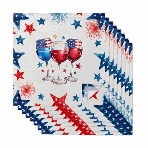 Patriotic 250th Cloth Napkins, Anniversary Red Blue American Veteran Day Washable and Reusable Dinner Napkins Set of 8, Table Napkin for Kitchen Party Birthday Wedding Hotel Housewarming 20"x20"