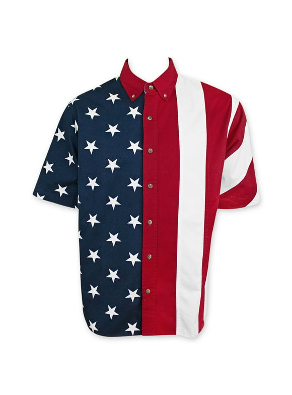 Patriotic 29342-Medium American Flag USA Button Up Shirt - Medium