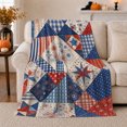 thumbnail image 1 of Patriotic 4Th Of July Patchwork Stars Stripes, Cozy Friendship Quote Scene, Warm Flannel Blanket for Living Room and Reading Nook, Art Lovers Friendship Gift, Artistic Home Decor, 1 of 9