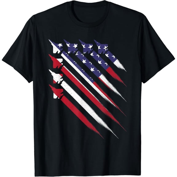 Patriotic 4Th Of July Jet Usa American Flag Men Boys T-Shirt