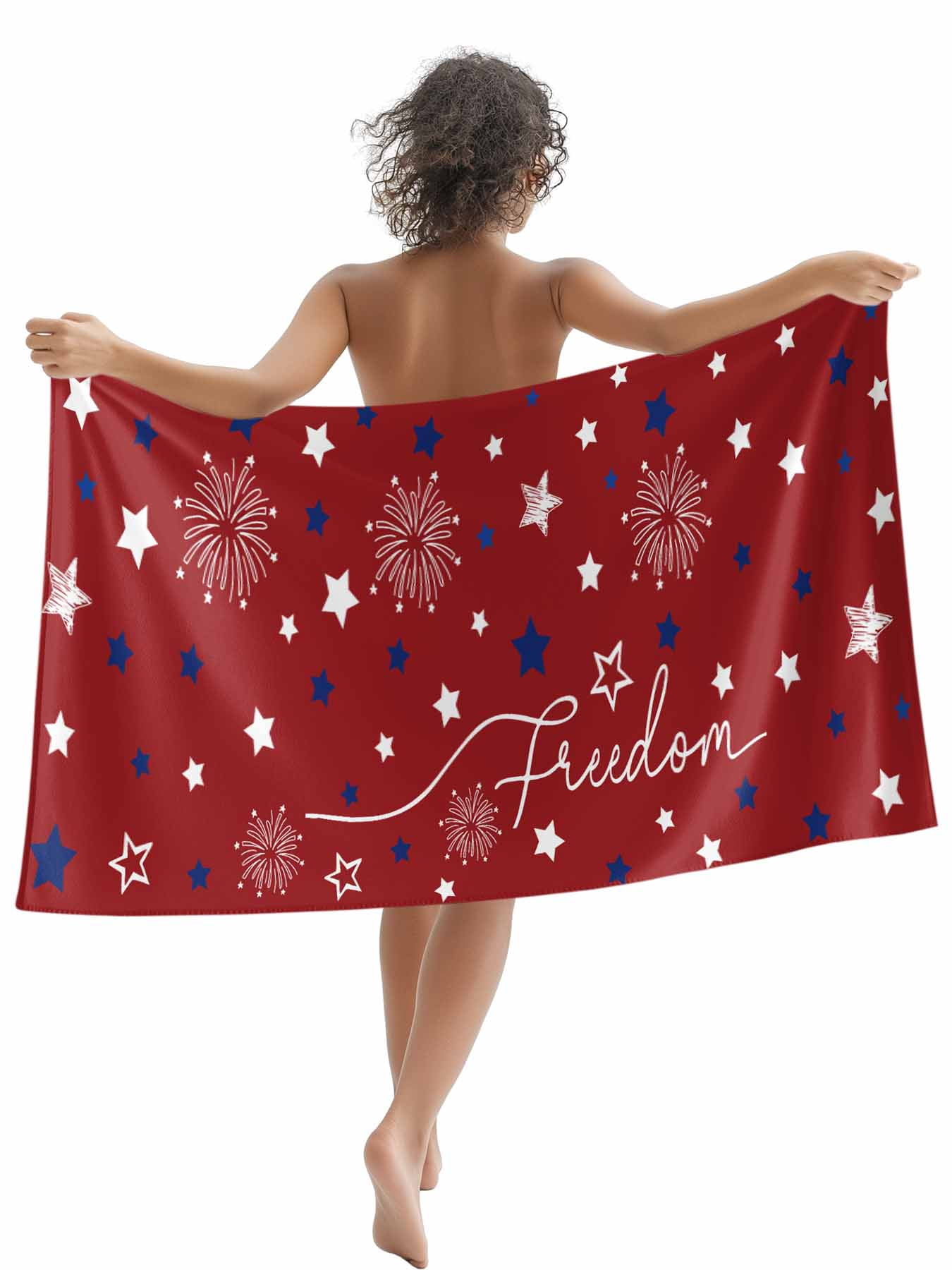 Patriotic 4th of July Beach Towels Blanket Soft & Absorbent Quick Dry Microfiber Red White Blue Stars Freedom Pool Towels for Swimming ,Yoga, Sports, Gym, Camping,Large 30X60in, Memorial Day Summer