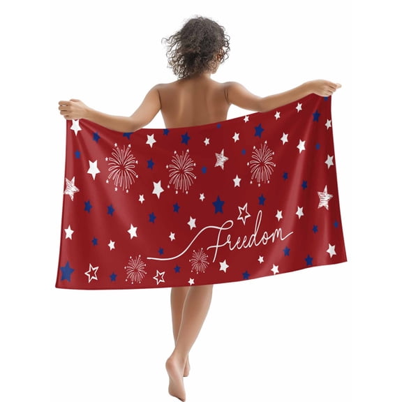 Patriotic 4th of July Beach Towels Blanket Soft & Absorbent Quick Dry Microfiber Red White Blue Stars Freedom Pool Towels for Swimming ,Yoga, Sports, Gym, Camping,Large 30X60in, Memorial Day Summer