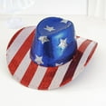 thumbnail image 1 of Patriotic 4th of July Cowboy Hat with Star and Stripes Design, Sequined Red White Blue for Women and Men, Comfortable Fit for Parties, Rodeos, or Events, 1 of 9