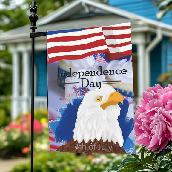Patriotic 4th of July Garden Flag 12x18 Inch Double Sided Outside One Nation Under God American Eagle Yard Flag Independence Memorial Day Outdoor Decoration,Garden Flag