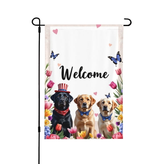 Patriotic 4th Of July Labrador Retriever Garden Flag American Garden Flags 12x18 Inch Double Sided Small Burlap Home Lawn Yard Spring Decorations Flags Outside1