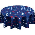thumbnail image 1 of Patriotic 4th of July Tablecloth American Flag Round Tablecloth 60 Inch Independence Day Table Cloth for Farmhouse Kitchen Decor Polyester Fabric Blue Star Flag Table Covers for Party Outdoor Camping, 1 of 6