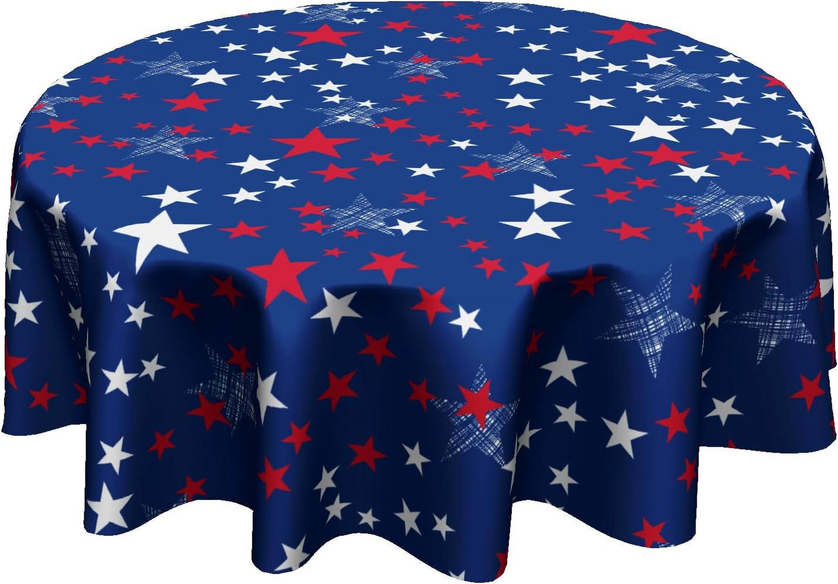 Patriotic American Flag Round Tablecloth 60 Inch - Washable Polyester For 4th Of July, BBQ, Picnic