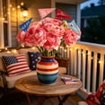 thumbnail image 1 of Patriotic 4th of July Cake Toppers 12Pcs Red White Blue Triangular Pennant Picks USA Flag for Cupcake Appetizers Wood Stick, 1 of 6