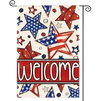 Patriotic 4th of July Garden Flag 12x18 Inch Double Sided Outside, Welcome American Stars and Stripes Yard Outdoor Decoration