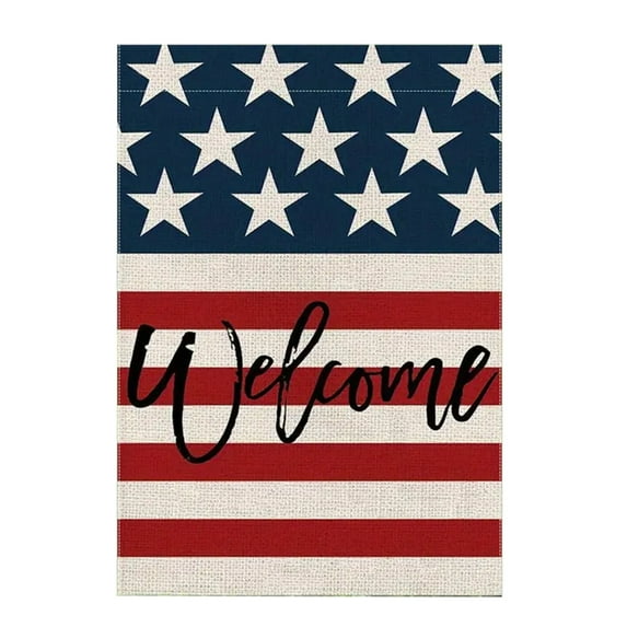 Patriotic 4th of July Garden Flag Double Sided Outside, Memorial Day Welcome American Stars and Stripes Yard Outdoor Decoration 17.71x11.81 Inch