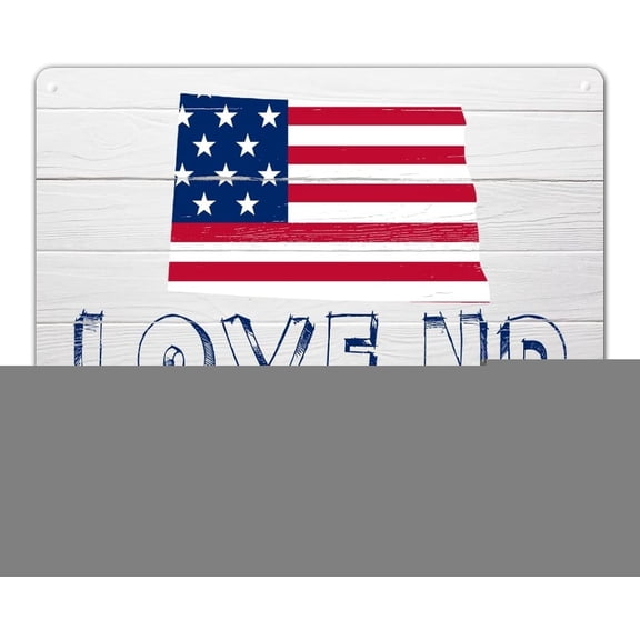 Patriotic 4th of July Metal Tin Sign, USA Flag Map Wall Decor Plaque, American Holiday Home Bar Garage Art Poster, 8 x 12 in