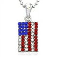 thumbnail image 1 of Patriotic 4th of July Red White Blue American USA US Flag Star Necklace Pendant, 1 of 1