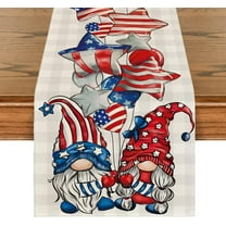 Patriotic 4th of July Table Runner, Memorial Day Gnomes Kitchen Dining Table Decor for Indoor Outdoor Home Party Decoration 13 x 72 Inch