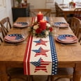thumbnail image 1 of Patriotic 4th of July Table Runner USA Flag Star Table Cover for Independence Day Memorial Day Kitchen Dining Outdoor Decor, 1 of 6