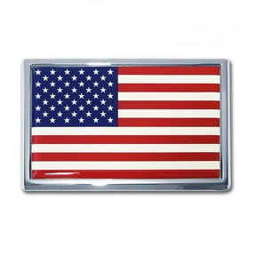 Patriotic 863700 American Flag Chrome Car Emblem Decal Sticker
