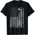 thumbnail image 1 of Patriotic AMERICAN FLAG Airplane Enthusiast Pilot Gift Men T-ShirtMen and women, Black T-shirt, size: Extra large, 1 of 4