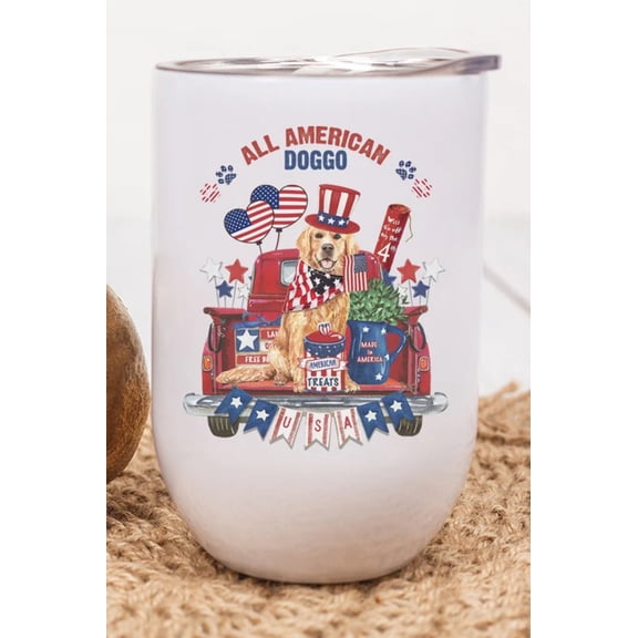 Patriotic All American Doggo Wine Cup Tumbler