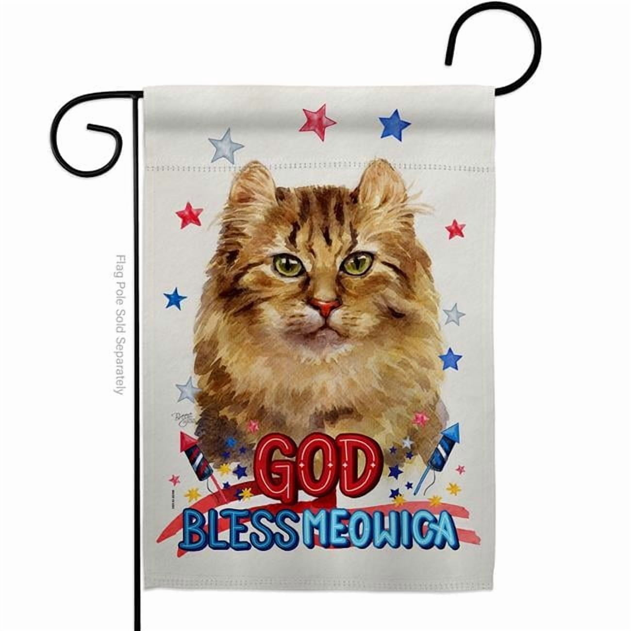 Patriotic Amerian Curl Animals Cat 13 x 18.5 in. Double-Sided Decorative Vertical Garden Flags for House Decoration Banner Yard Gift