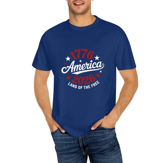 Patriotic America 1776-2026 Land of the Free T-Shirt , 250 Year Independence Day T-Shirt, OdeJous T-Shirt Dark Blue, 3XL