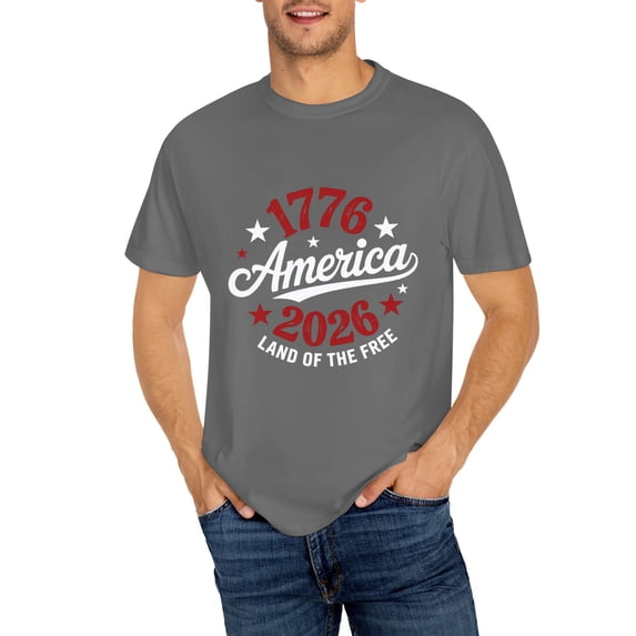Patriotic America 1776-2026 Land of the Free T-Shirt , 250 Year Independence Day T-Shirt, OdeJous T-Shirt Dark Gray, M
