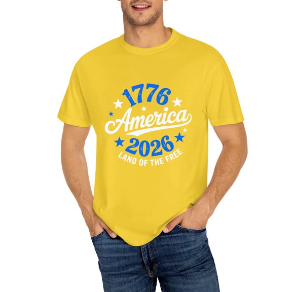 Patriotic America 1776-2026 Land of the Free T-Shirt , 250 Year Independence Day T-Shirt, OdeJous T-Shirt Yellow, S